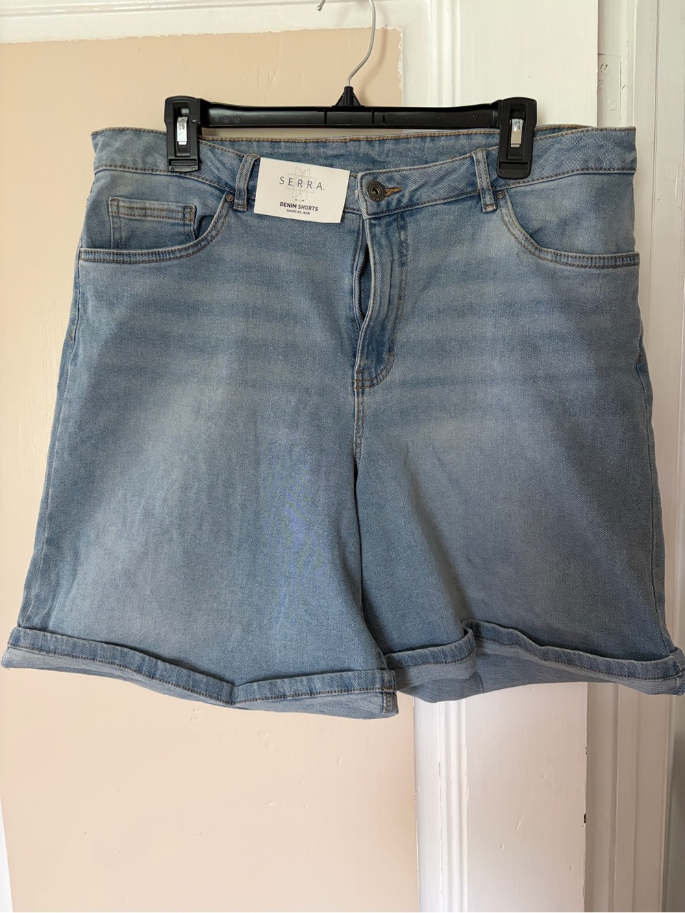 Serra Light Blue Rolled-Hem Denim Shorts